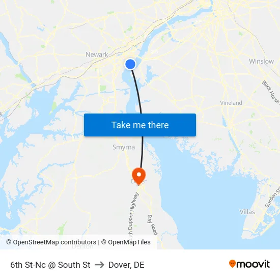 6th St-Nc @ South St to Dover, DE map