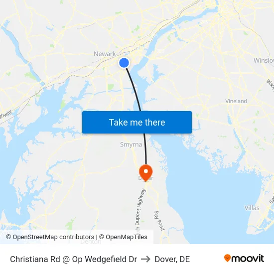 Christiana Rd @ Op Wedgefield Dr to Dover, DE map