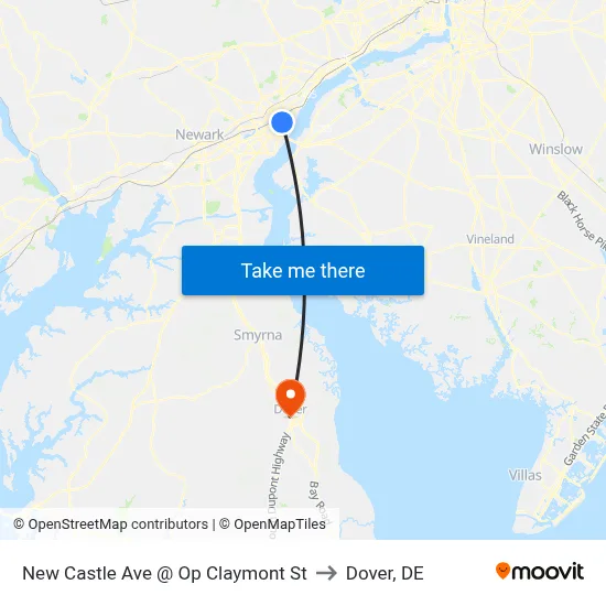 New Castle Ave @ Op Claymont St to Dover, DE map