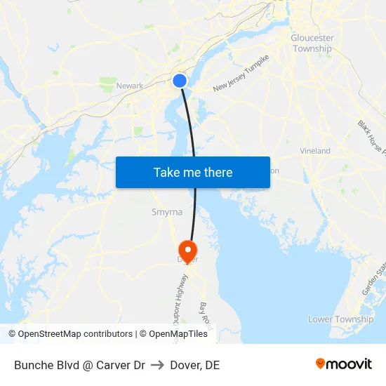 Bunche Blvd @ Carver Dr to Dover, DE map