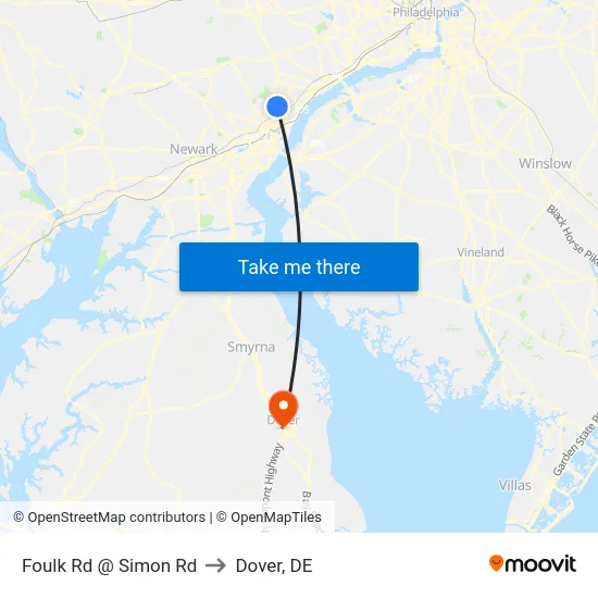Foulk Rd @ Simon Rd to Dover, DE map