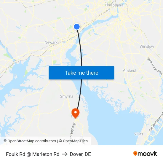 Foulk Rd @ Marleton Rd to Dover, DE map