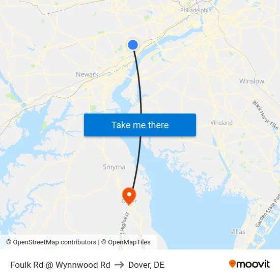 Foulk Rd @ Wynnwood Rd to Dover, DE map