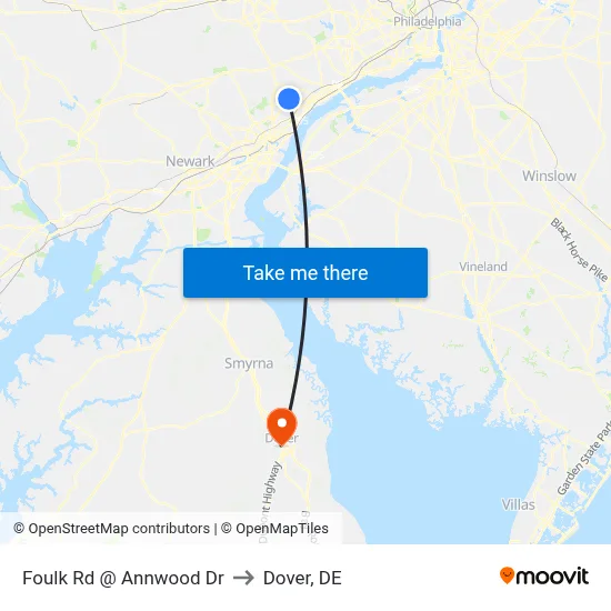Foulk Rd @ Annwood Dr to Dover, DE map