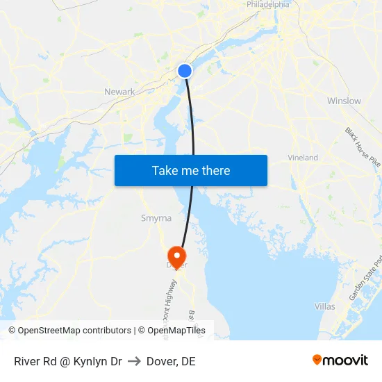 River Rd @ Kynlyn Dr to Dover, DE map