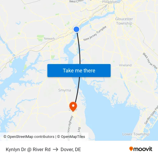 Kynlyn Dr @ River Rd to Dover, DE map