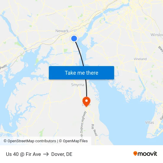 Us 40 @ Fir Ave to Dover, DE map