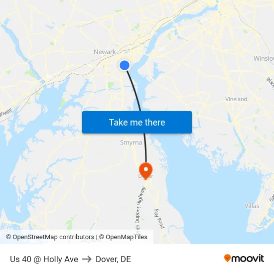 Us 40 @ Holly Ave to Dover, DE map