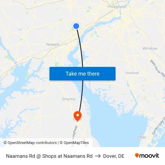 Naamans Rd @ Shops at Naamans Rd to Dover, DE map