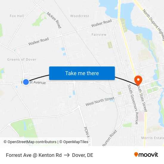 Forrest Ave @ Kenton Rd to Dover, DE map