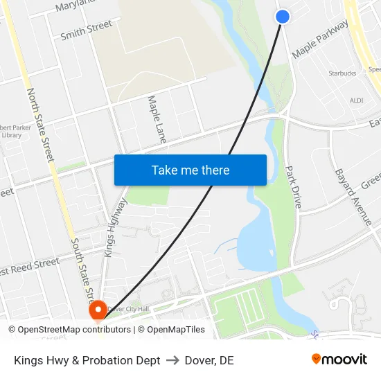 Kings Hwy & Probation Dept to Dover, DE map