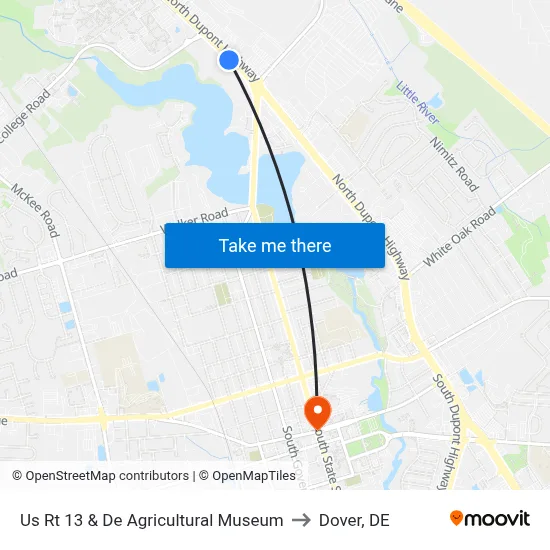Us Rt 13 & De Agricultural Museum to Dover, DE map