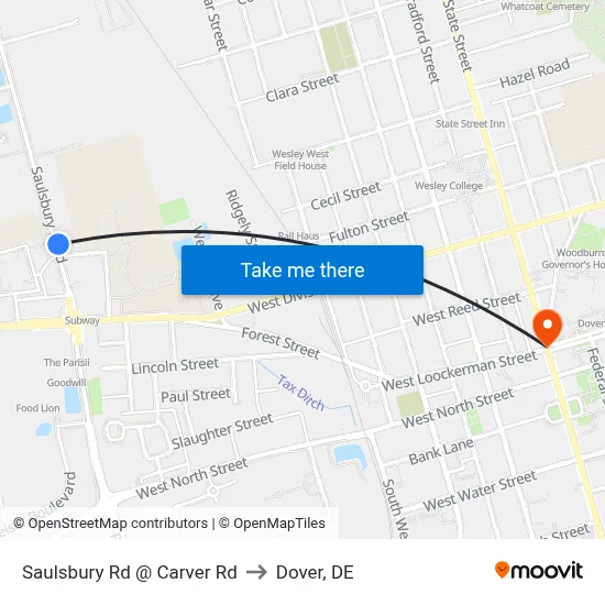 Saulsbury Rd @ Carver Rd to Dover, DE map