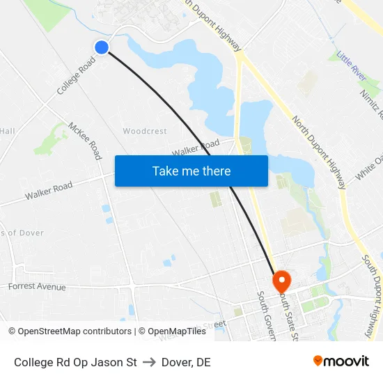 College Rd Op Jason St to Dover, DE map