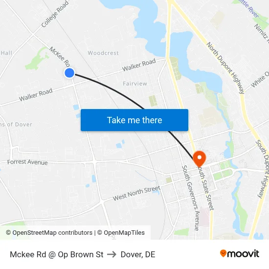 Mckee Rd @ Op Brown St to Dover, DE map
