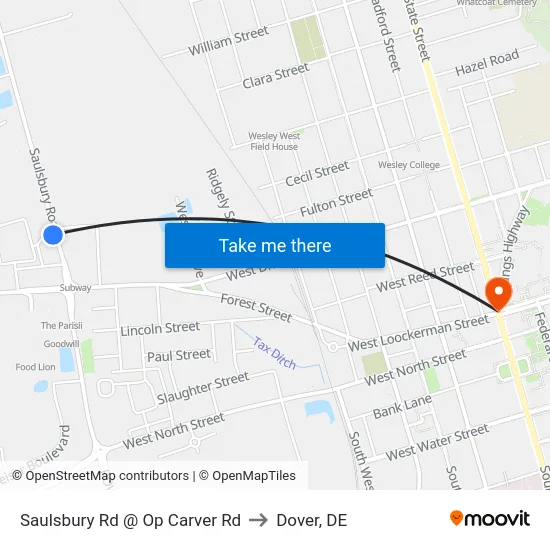Saulsbury Rd @ Op Carver Rd to Dover, DE map