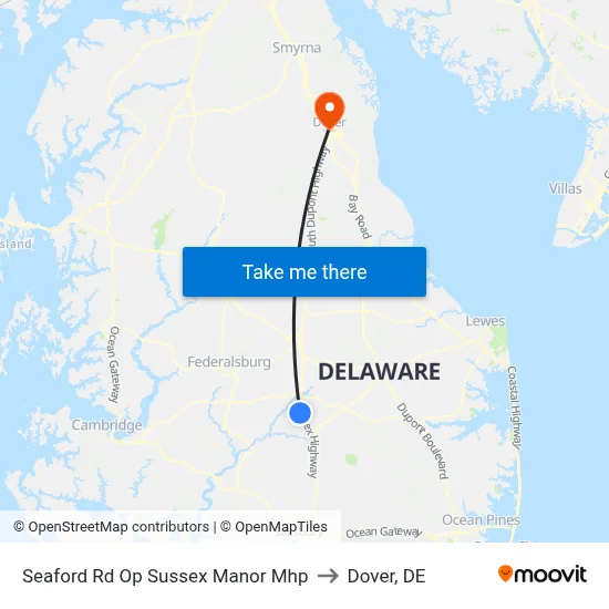 Seaford Rd Op Sussex Manor Mhp to Dover, DE map