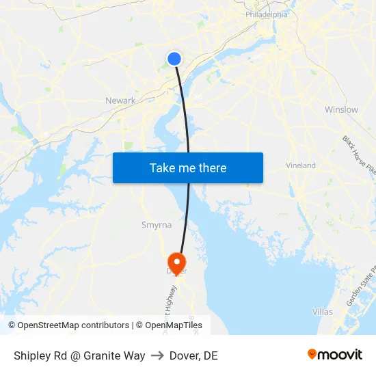 Shipley Rd @ Granite Way to Dover, DE map