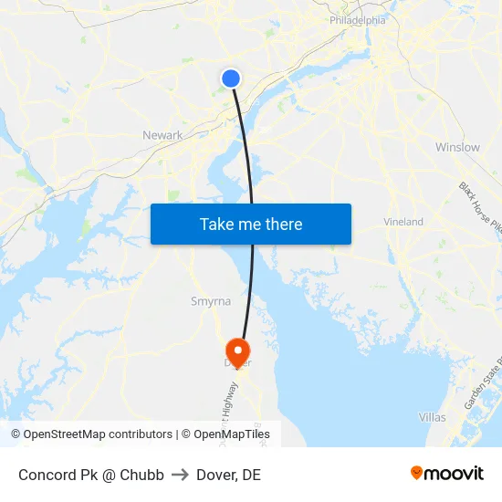 Concord Pk @ Chubb to Dover, DE map