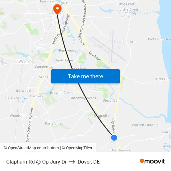 Clapham Rd @ Op Jury Dr to Dover, DE map