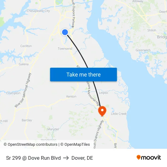 Sr 299 @ Dove Run Blvd to Dover, DE map