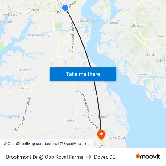 Brookmont Dr @ Opp Royal Farms to Dover, DE map