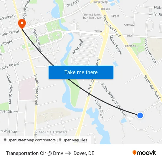 Transportation Cir @ Dmv to Dover, DE map