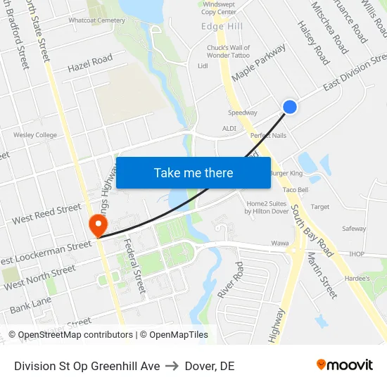 Division St Op Greenhill Ave to Dover, DE map