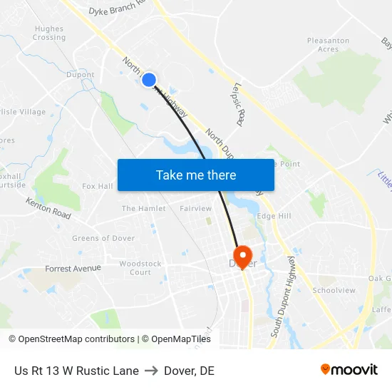 Us Rt 13 W Rustic Lane to Dover, DE map