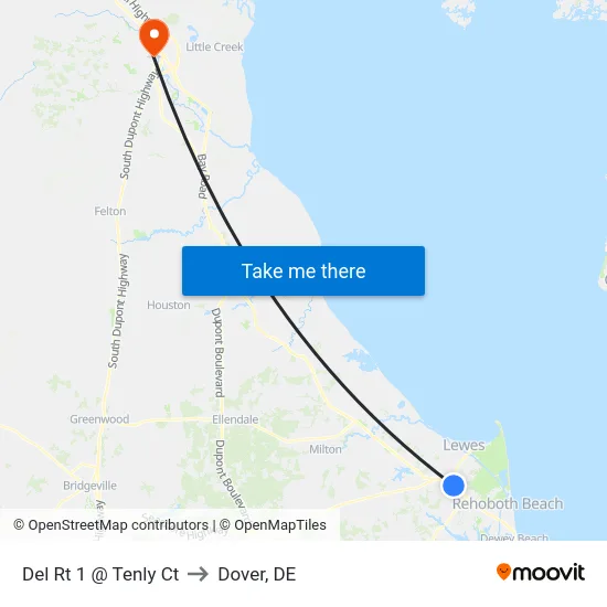 Del Rt 1 @ Tenly Ct to Dover, DE map