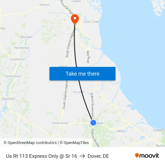 Us Rt 113 Express Only @ Sr 16 to Dover, DE map