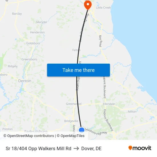 Sr 18/404 Opp Walkers Mill Rd to Dover, DE map