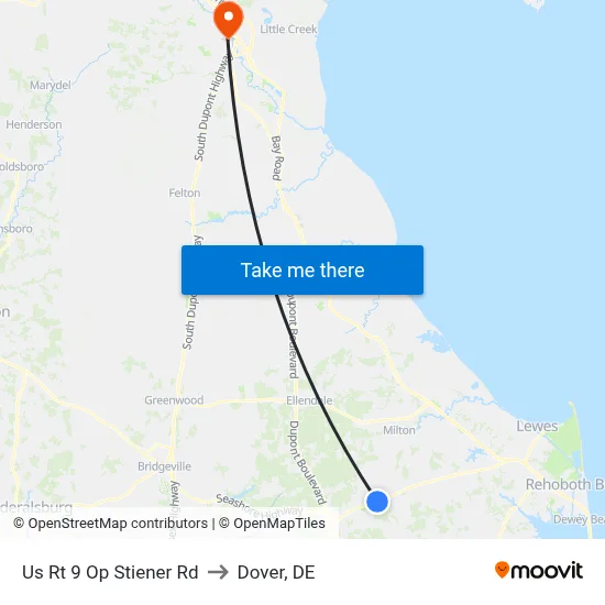 Us Rt 9 Op Stiener Rd to Dover, DE map