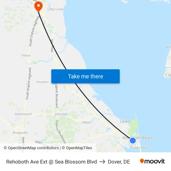 Rehoboth Ave Ext @ Sea Blossom Blvd to Dover, DE map