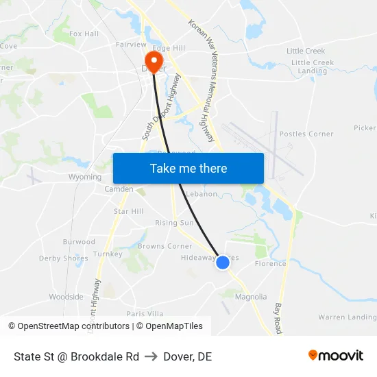 State St @ Brookdale Rd to Dover, DE map