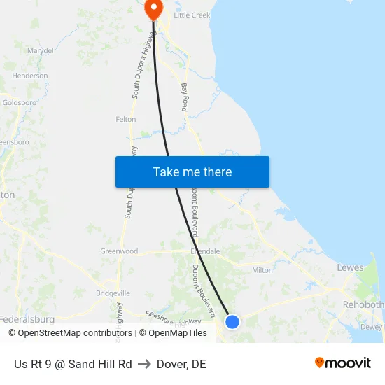 Us Rt 9 @ Sand Hill Rd to Dover, DE map