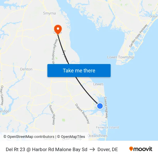 Del Rt 23 @ Harbor Rd Malone Bay Sd to Dover, DE map