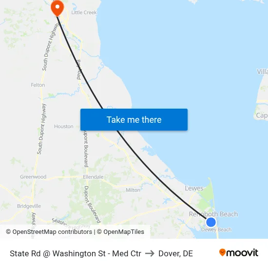 State Rd @ Washington St - Med Ctr to Dover, DE map