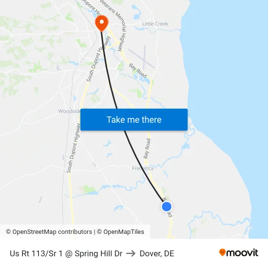 Us Rt 113/Sr 1 @ Spring Hill Dr to Dover, DE map