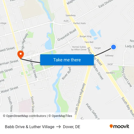 Babb Drive & Luther Village to Dover, DE map