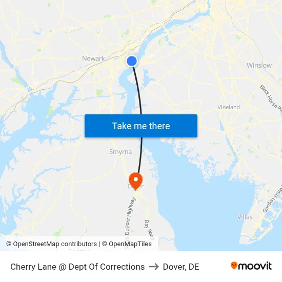 Cherry Lane @ Dept Of Corrections to Dover, DE map