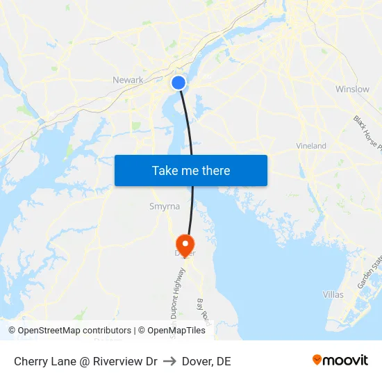 Cherry Lane @ Riverview Dr to Dover, DE map