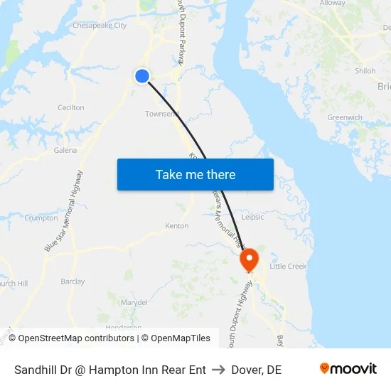 Sandhill Dr @ Hampton Inn Rear Ent to Dover, DE map