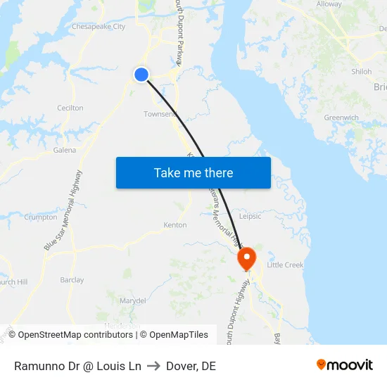 Ramunno Dr @ Louis Ln to Dover, DE map