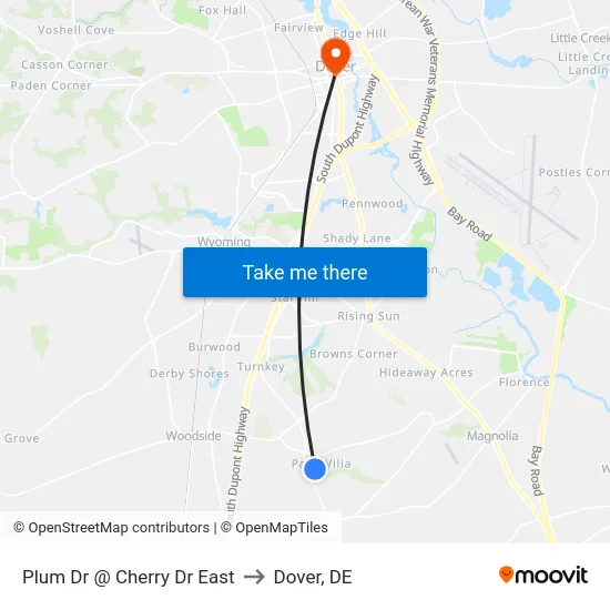 Plum Dr @ Cherry Dr East to Dover, DE map