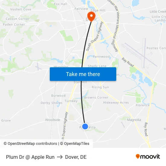 Plum Dr @ Apple Run to Dover, DE map