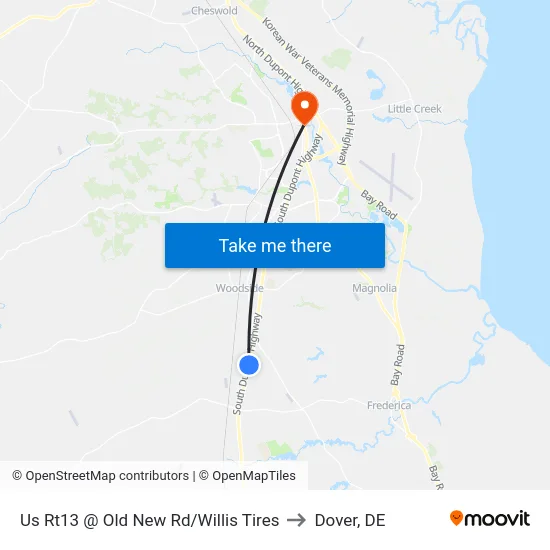 Us Rt13 @ Old New Rd/Willis Tires to Dover, DE map