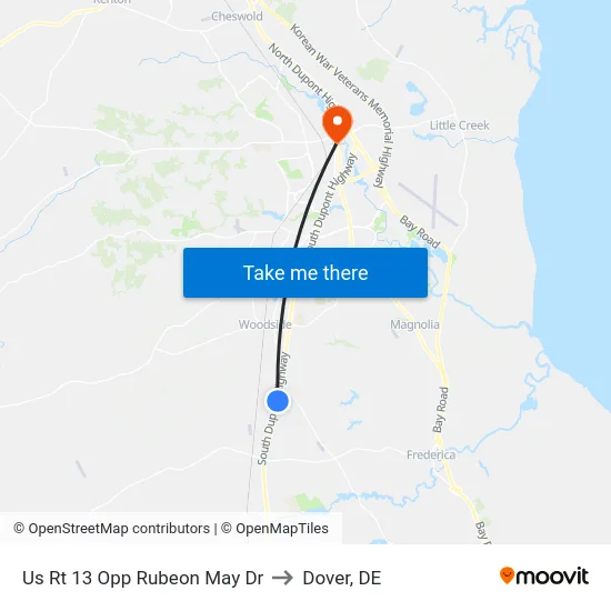 Us Rt 13 Opp Rubeon May Dr to Dover, DE map