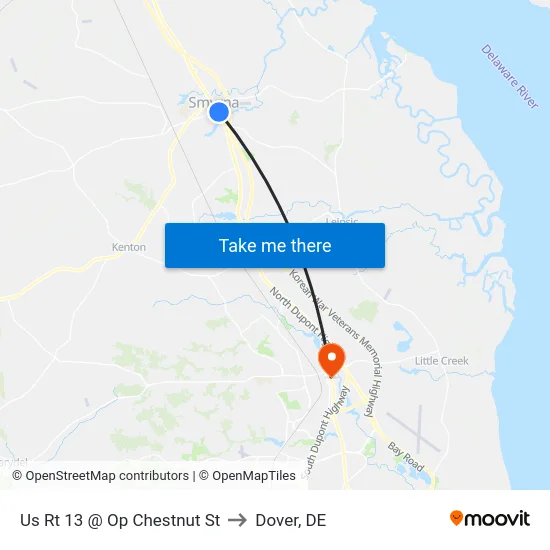 Us Rt 13 @ Op Chestnut St to Dover, DE map