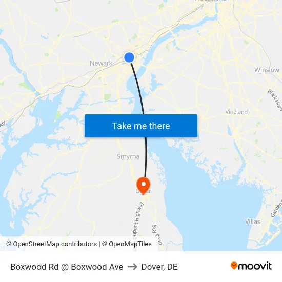 Boxwood Rd @ Boxwood Ave to Dover, DE map
